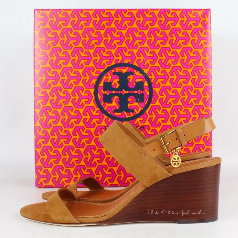 NEW Tory Burch Mini Benton Wedge Sandals, US 8, Stylish Leather Summer Shoes